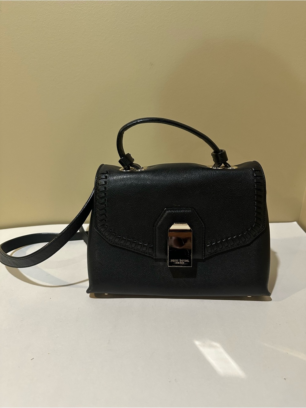 henri bendel Black Leather Top-Handle Satchel with Removable Strap